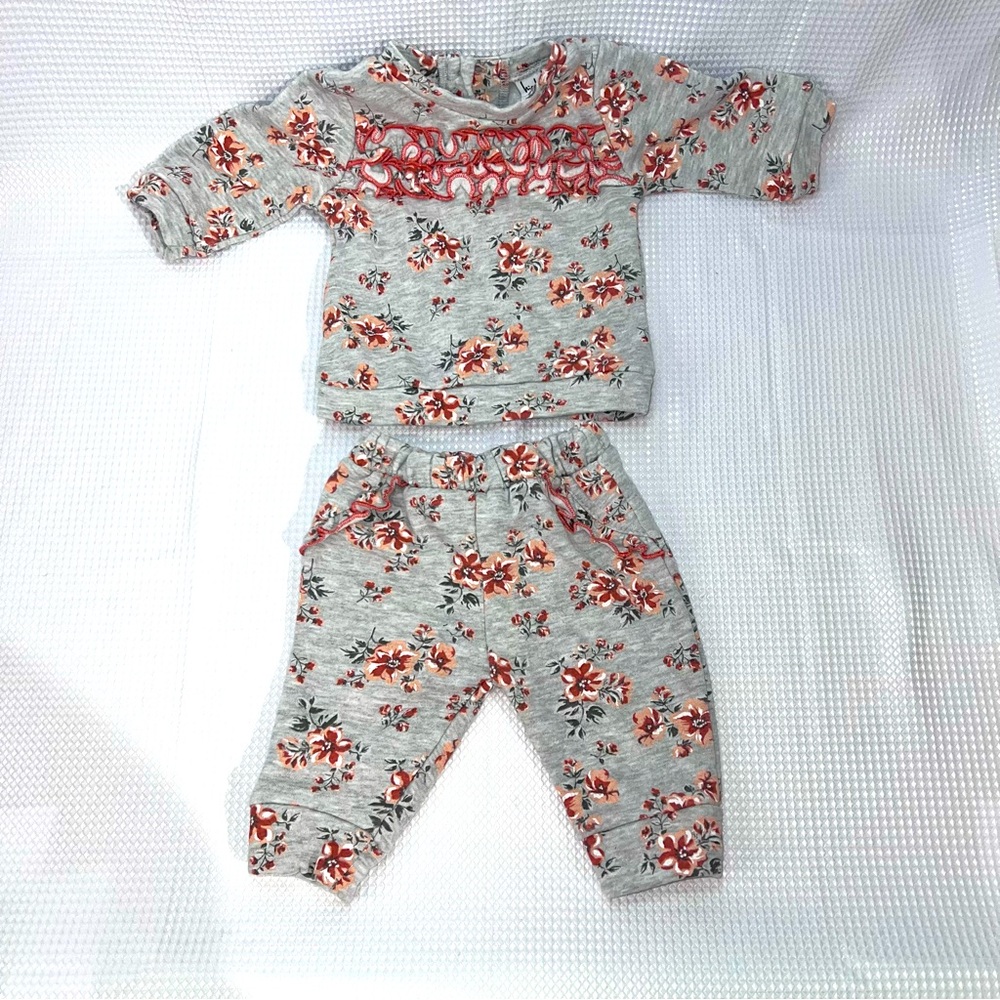 Nicole Miller, Gray and Floral infant girl sweatshirt and pants outfit!